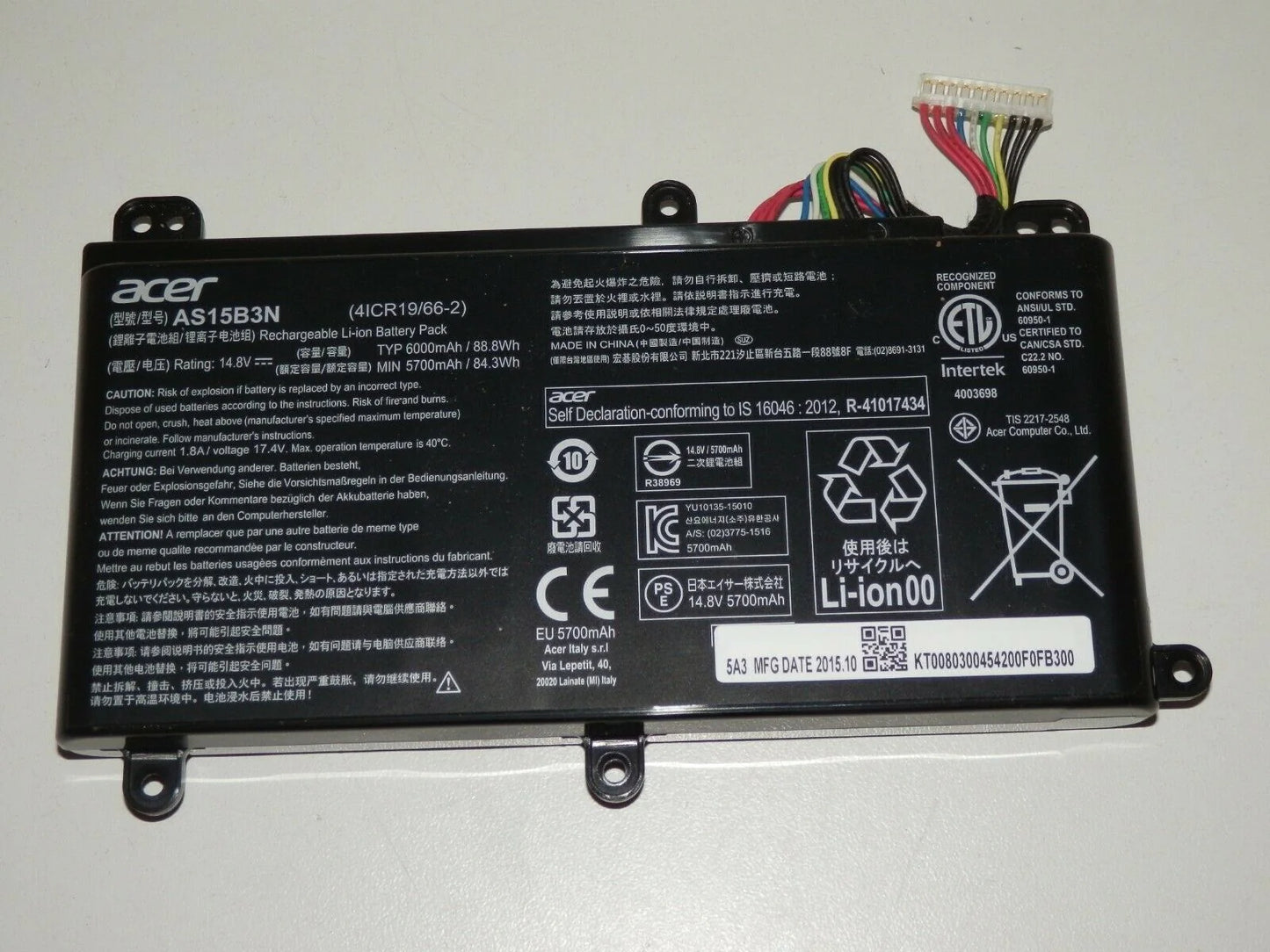 Original AS15B3N Battery for Acer Predator 15 G9-591 G9-592, Predator 17 G9-791 G9-792, Predator 21, Predator G9 / G9000 Series Gaming Laptops