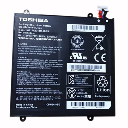 Toshiba Laptop Battery PA5218U-1BRS – Compatible with A204, AT10-B Tablet (3.75V, 20Wh, 5200mAh)
